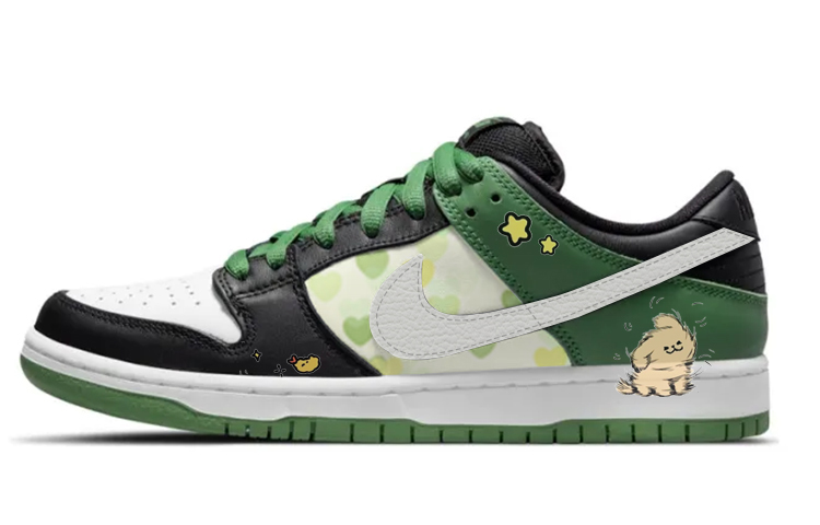 Nike Dunk Anti-Slip Wear-Resistant Low-Top Skateboard Shoes Unisex White Green