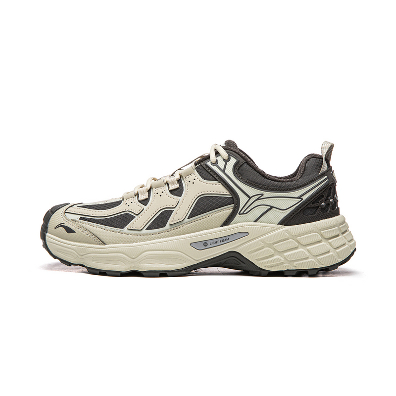 LiNing Outdoor CF Tracing Shock Absorbers Support Reflective Low top Hiking Shoes Unisex Silver Birch Obsidian Oat Gray