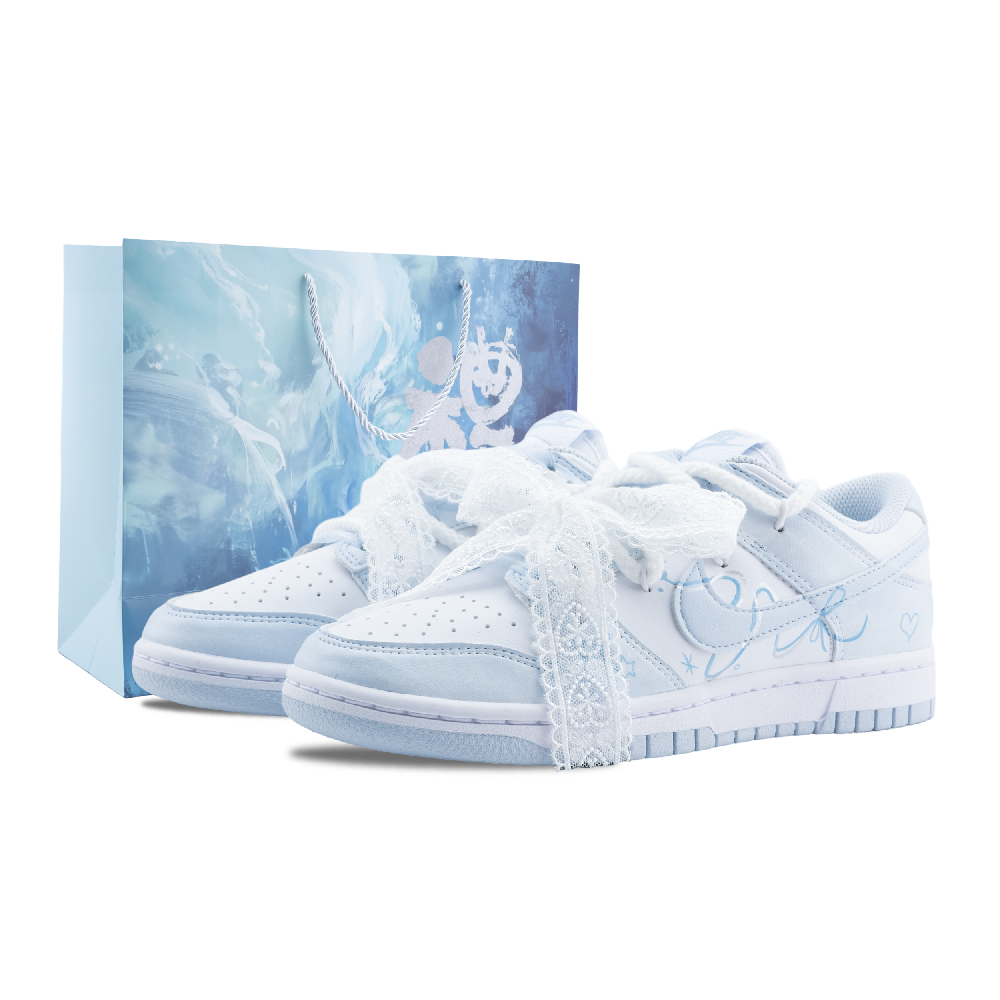 Nike Dunk Anti Slip Wear Resistant Low Top Skateboard Shoes Unisex Light Blue