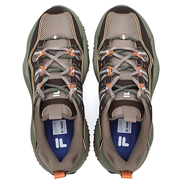 FILA FUSION QD 96 DX Anti-Slip Wear-Resistant Low-Top Casual Shoes Men's Brown Green