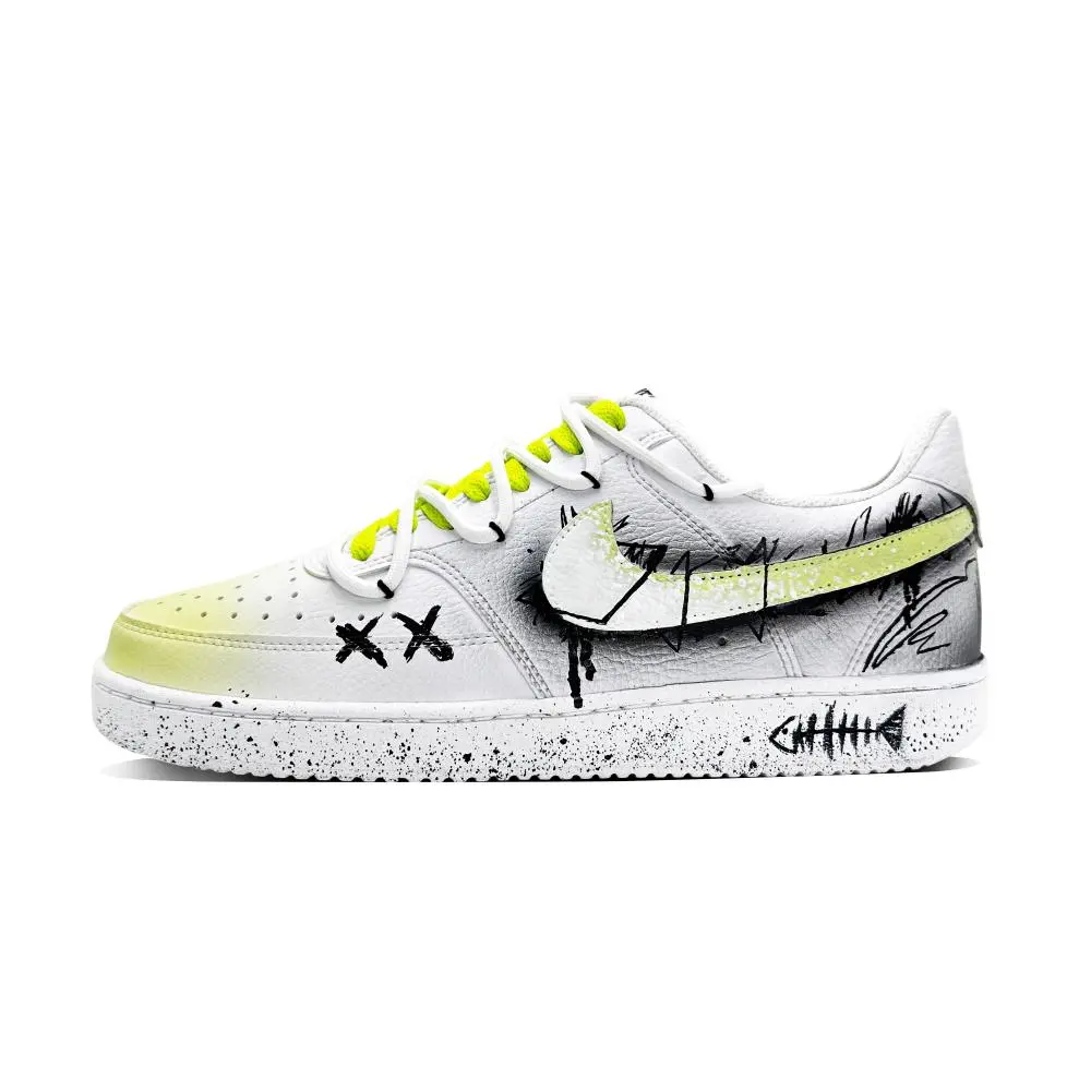 Nike Court Vision 1 Fish Jumping Abrasion Resistant Low top Skateboard Shoes Men's Yellow Black