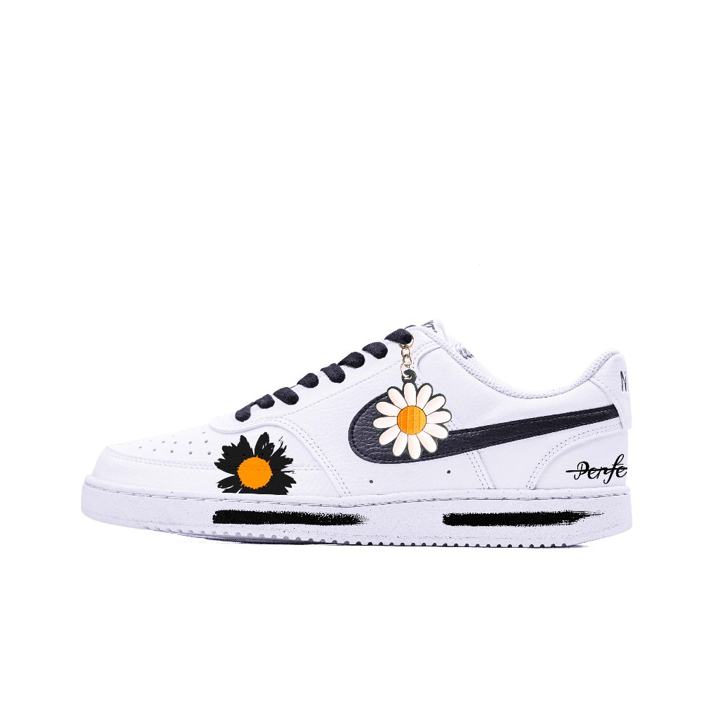 Nike Court Vision 1 Abrasion Resistant Low Top Skateboard Shoes Men's Black White