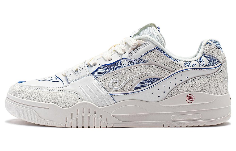 LiNing Yuebai Qingying Anti-Slip Wear-Resistant Low-Top Casual Shoes Unisex White Blue