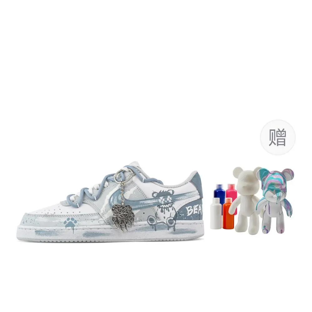 Nike Court Vision Street Bear Trail, Fluid Bear Abrasion Resistant Low top Skateboard Shoes Men's Gray Blue