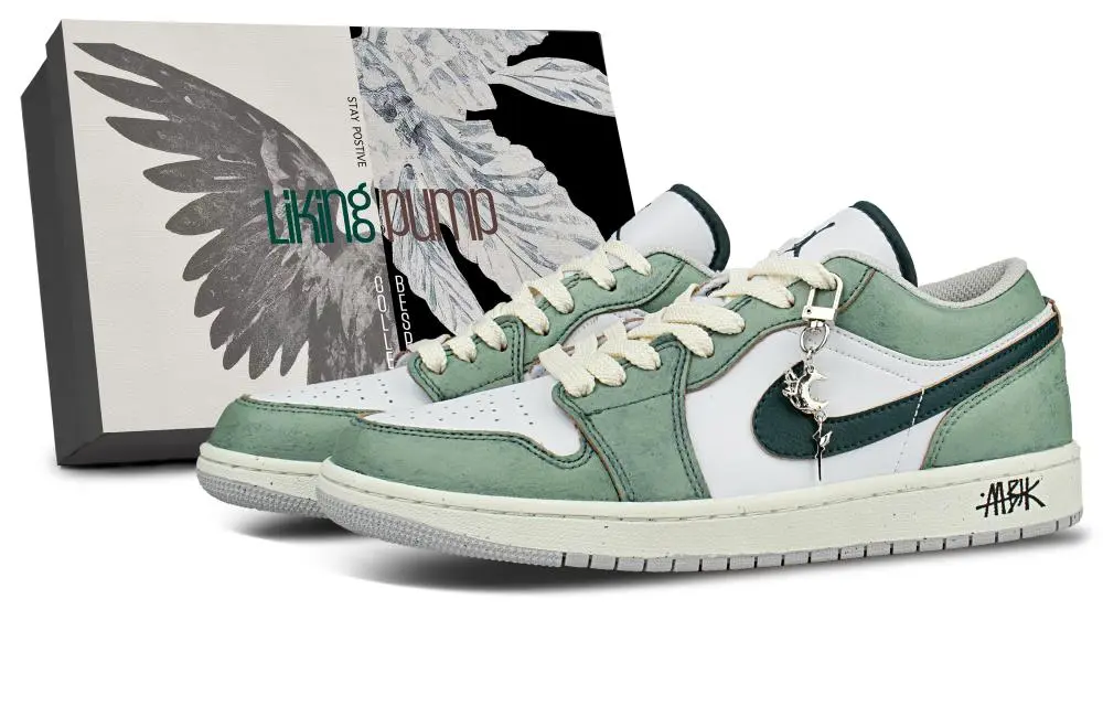 Jordan Air Jordan 1 Abrasion Resistant Low Top Vintage Basketball Shoes Unisex Green