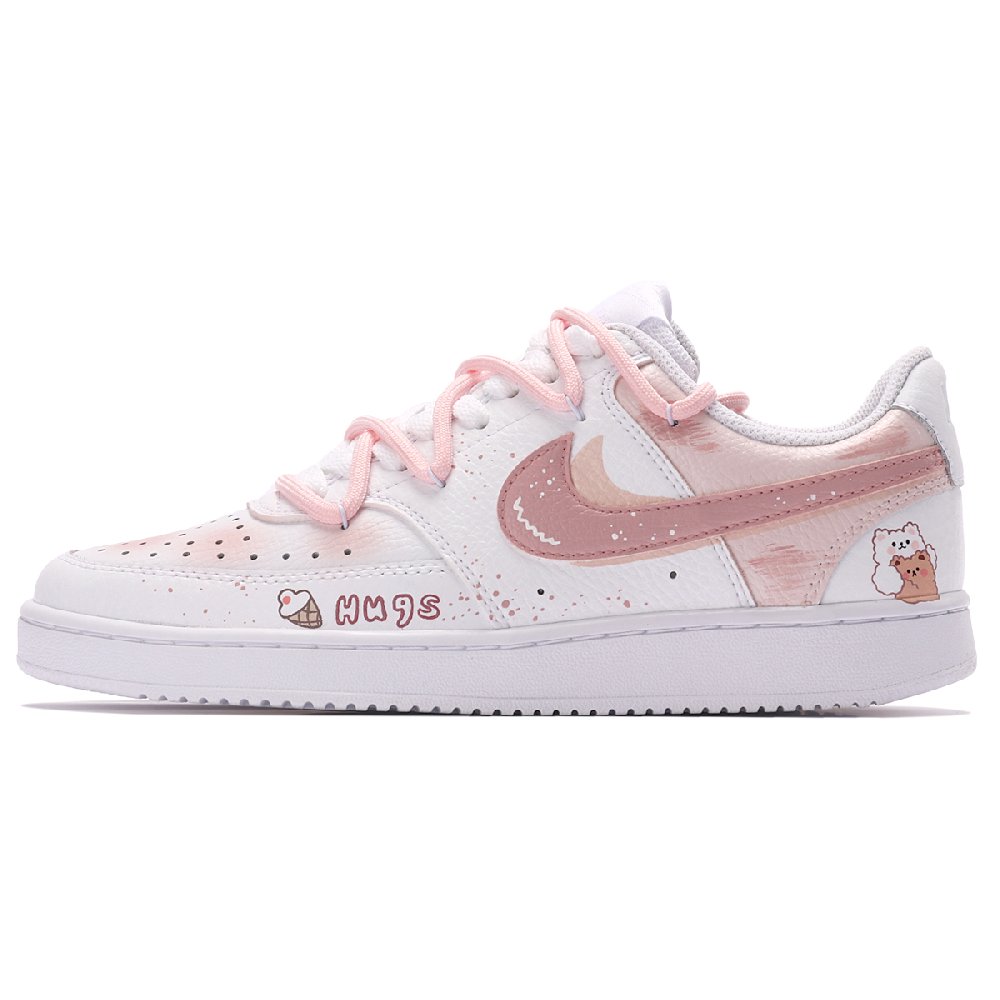 Nike Court Vision 1 Anti-Slip Wear-Resistant Low-Top Skateboard Shoes Women's Pink White