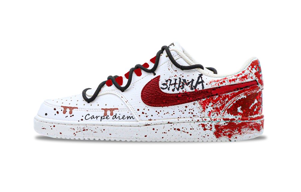 Nike Court Vision Anti-Slip Wear-Resistant Low-Top Skateboard Shoes Men's Red White