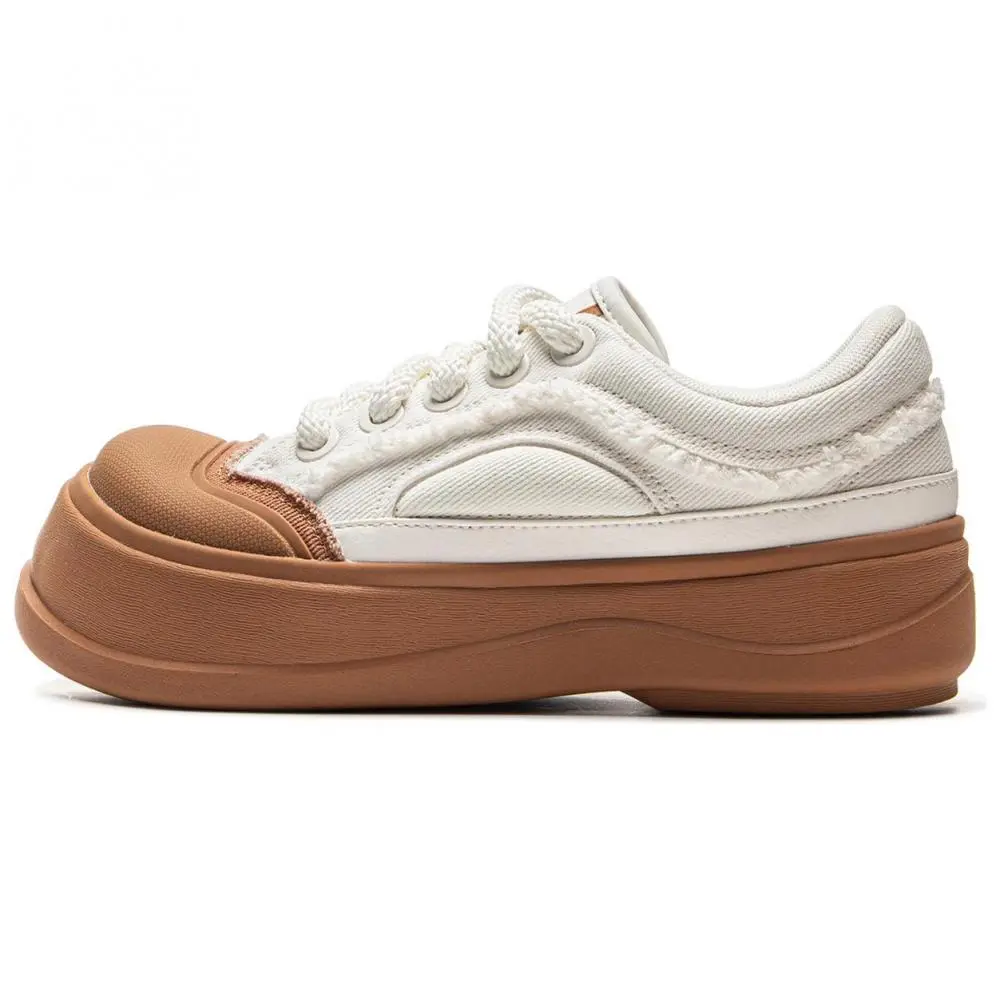LiNing Honey Slip Resistant Abrasion Resistant Low top Skateboard Shoes Women's White Brown