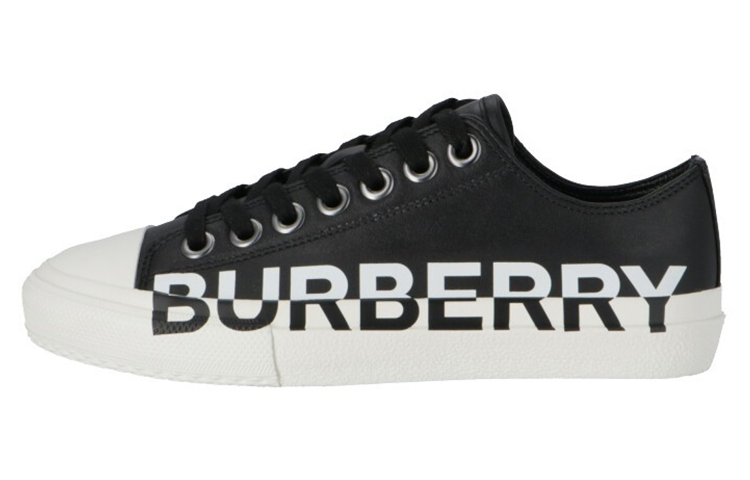 Burberry Logo Print Two Toned Sneakers 'Black Cotton White Sole' Women's