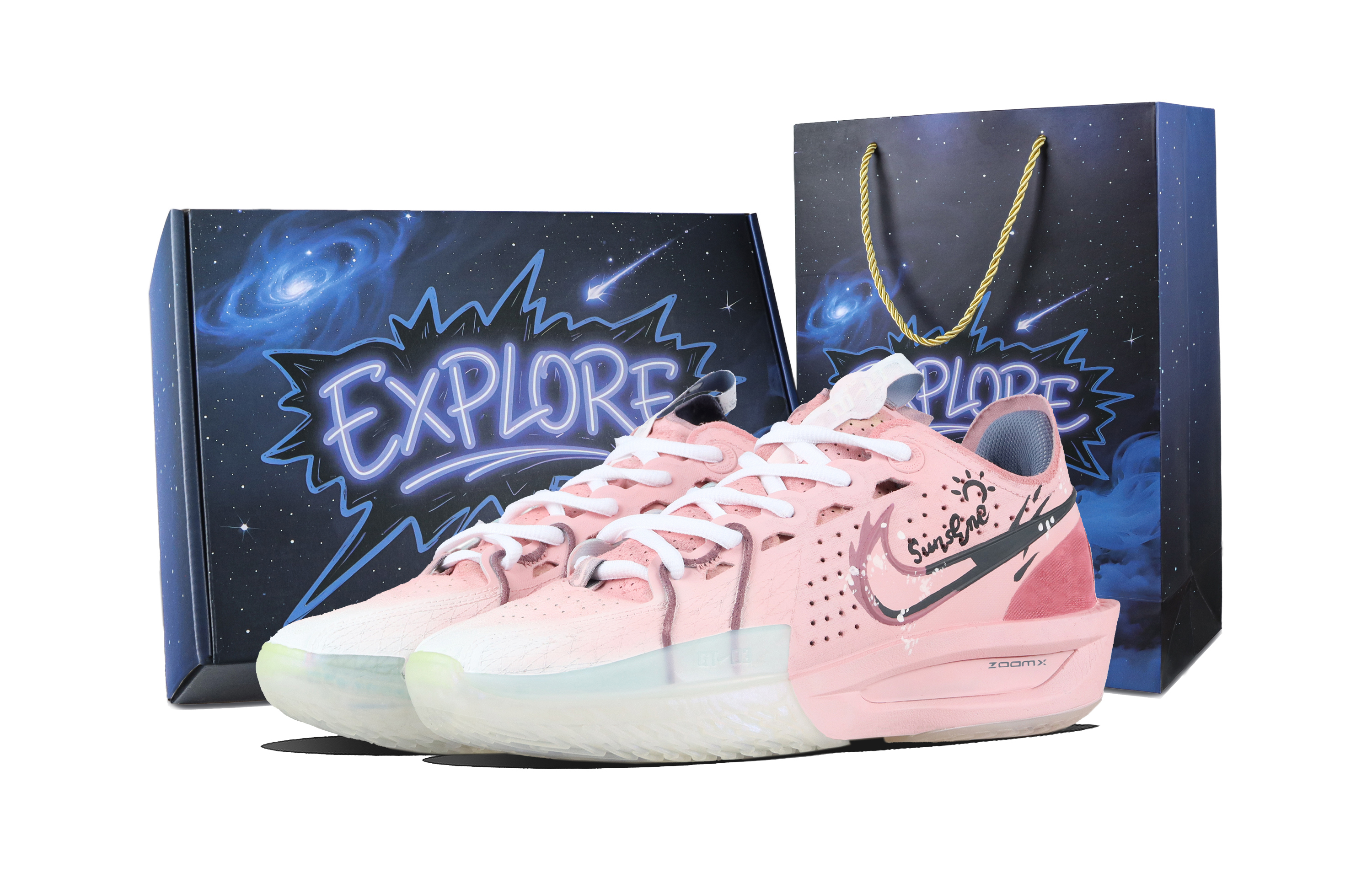 Nike Air Zoom G.T. Cut 3 Sunrise Shock Absorbers Slip Resistant Low top Basketball Unisex Pink