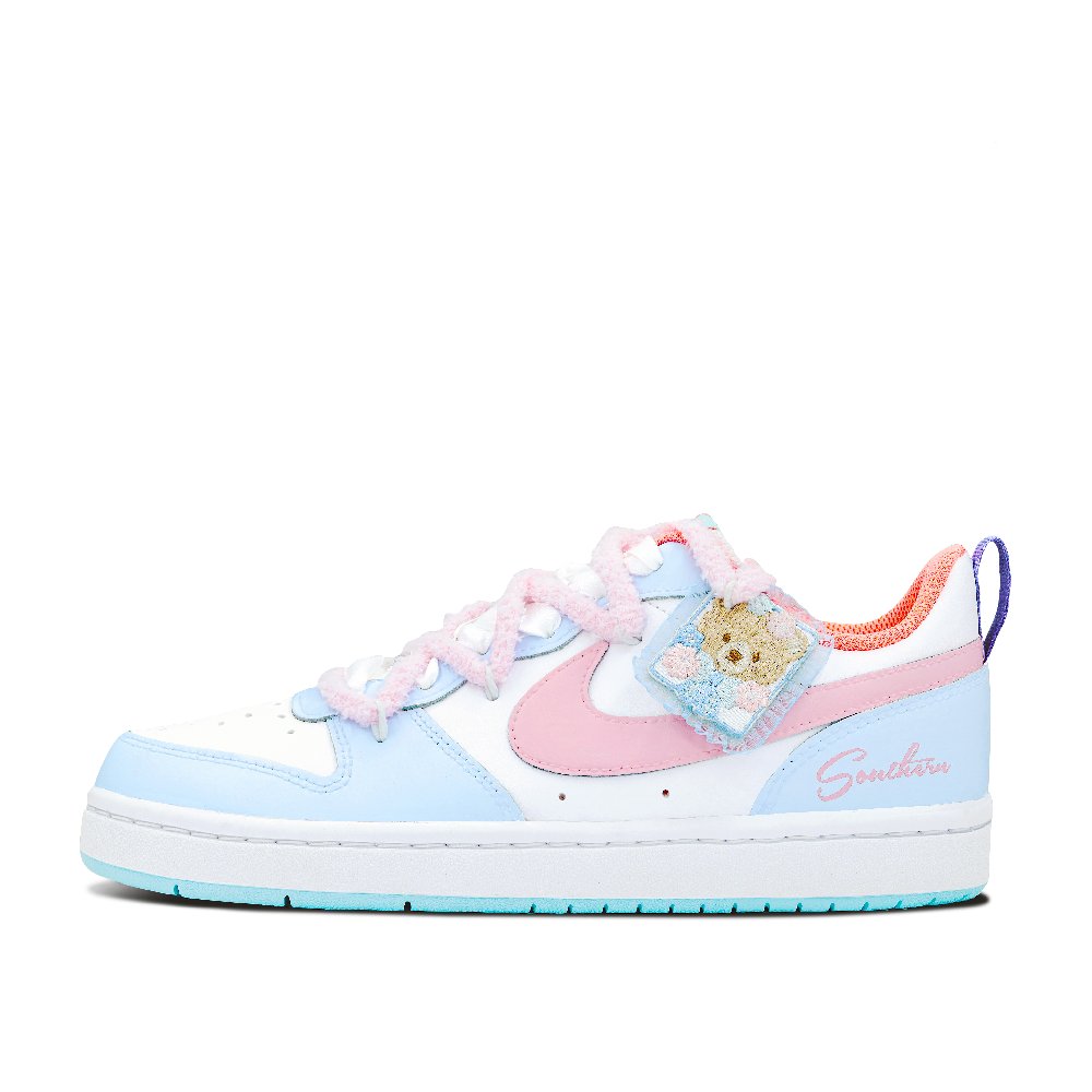 Nike Court Borough Whale Heart Bear Candy Wrapping Non-slip Lightweight Low-Top Skateboard Shoes GS Blue Pink