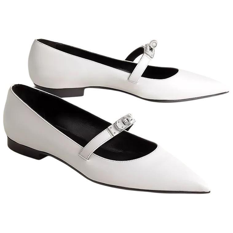 HERMES Kelly Casual Single Shoes Women's White