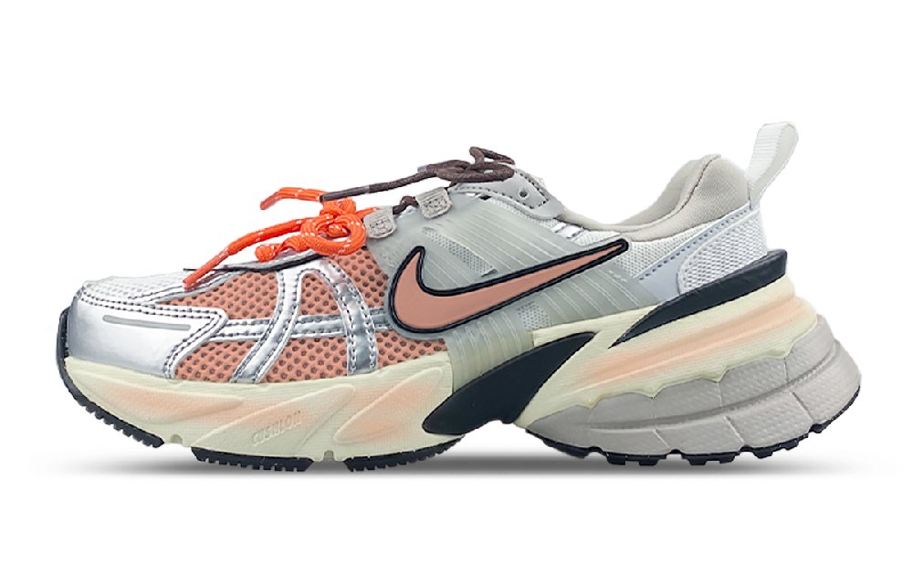 Nike V2K Run Low Top Casual City Commute Running Shoes Women's White Orange Gray