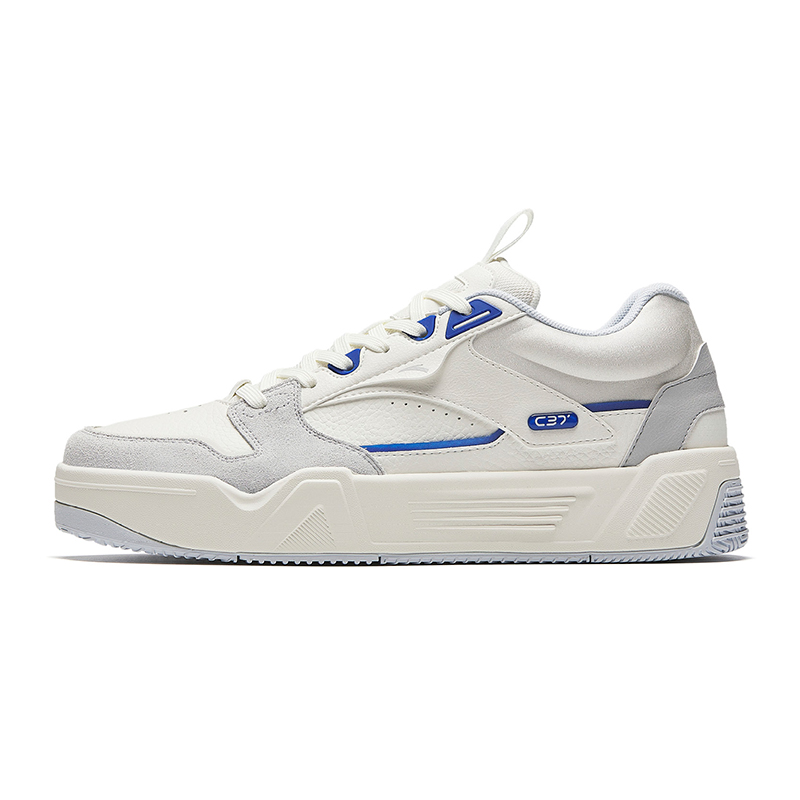 Anta C37 Series Anti-Slip Wear-Resistant Low-Top Skateboard Shoes Men's White Gray Blue