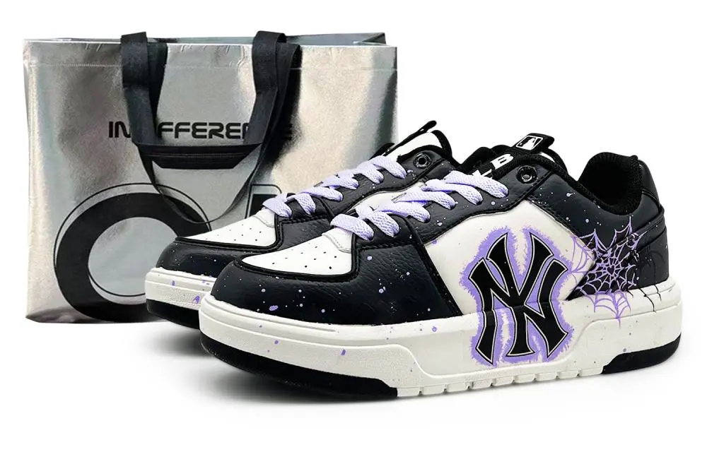 MLB Chunky Liner EIGHT No Sleep Abrasion Resistant Low Top Skateboard Shoes Unisex Black Purple