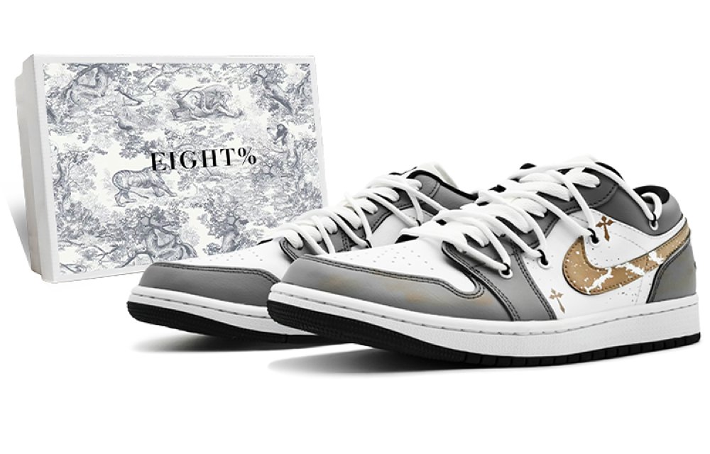 Jordan Air Jordan 1 'Panda Low Top Vintage Basketball Shoes Women's White Gold