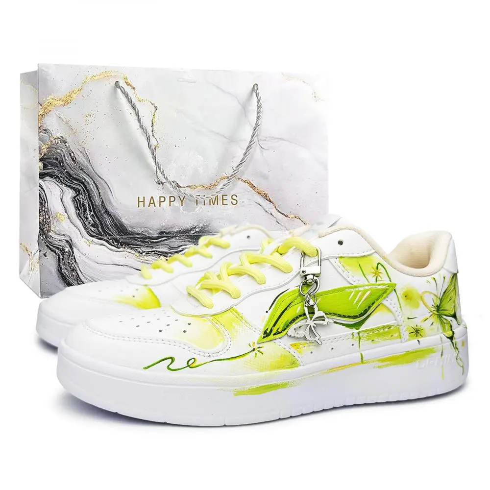 LiNing Pontoon Boats Non slip Lightweight Low top Skateboard Shoes Unisex White Green