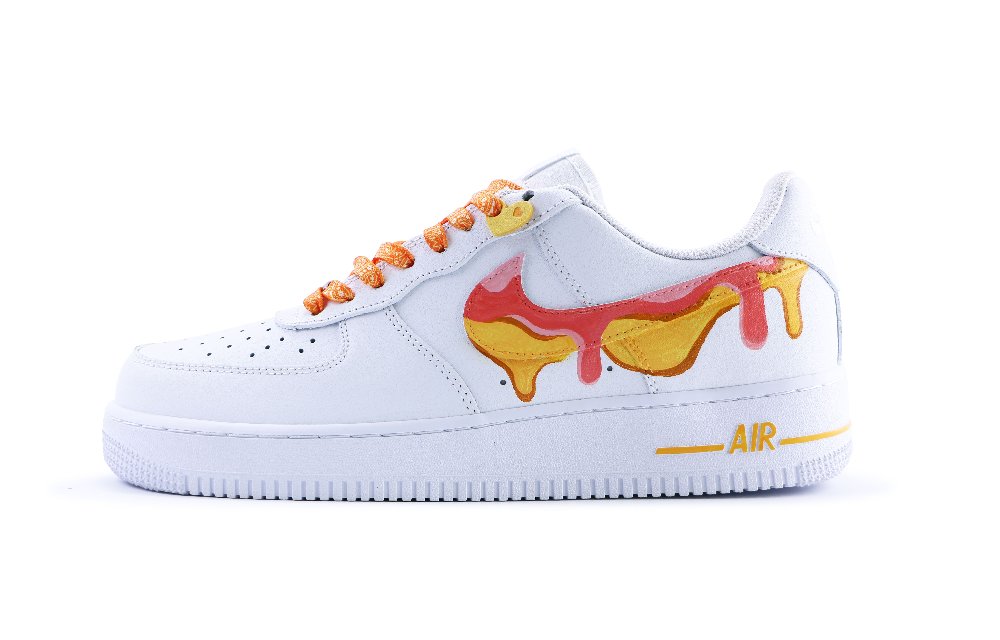 Nike Air Force 1 Low-Top Skateboard Shoes Women's White Orange