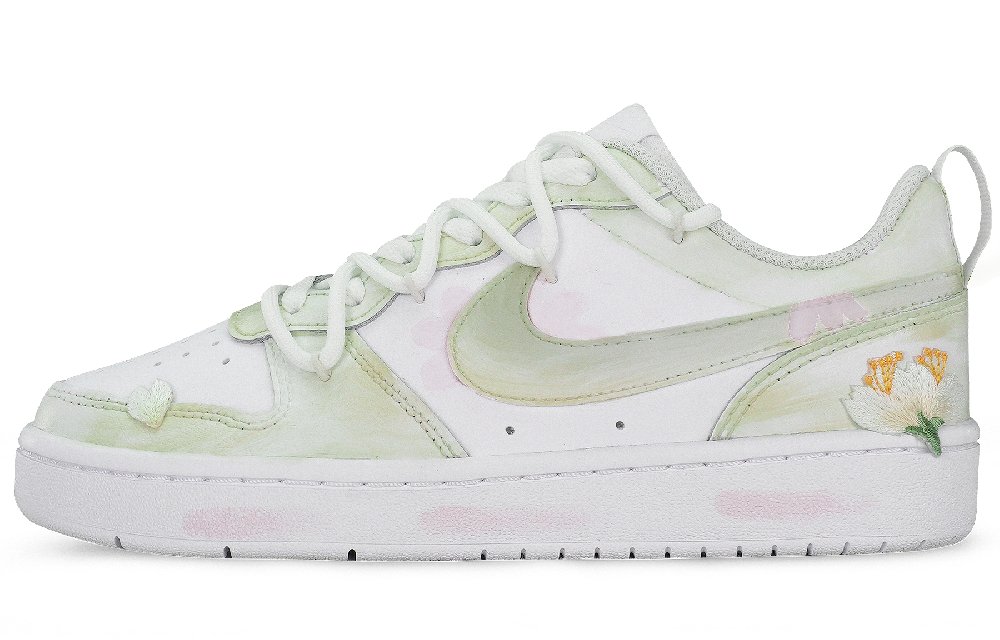 Nike Court Borough 2 Skateboard Shoes Women's Low-Top Yellow White/Green