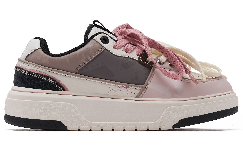 MLB Chunky Liner Anti-Slip Wear-Resistant Low-Top Skateboard Shoes Unisex Pink Black
