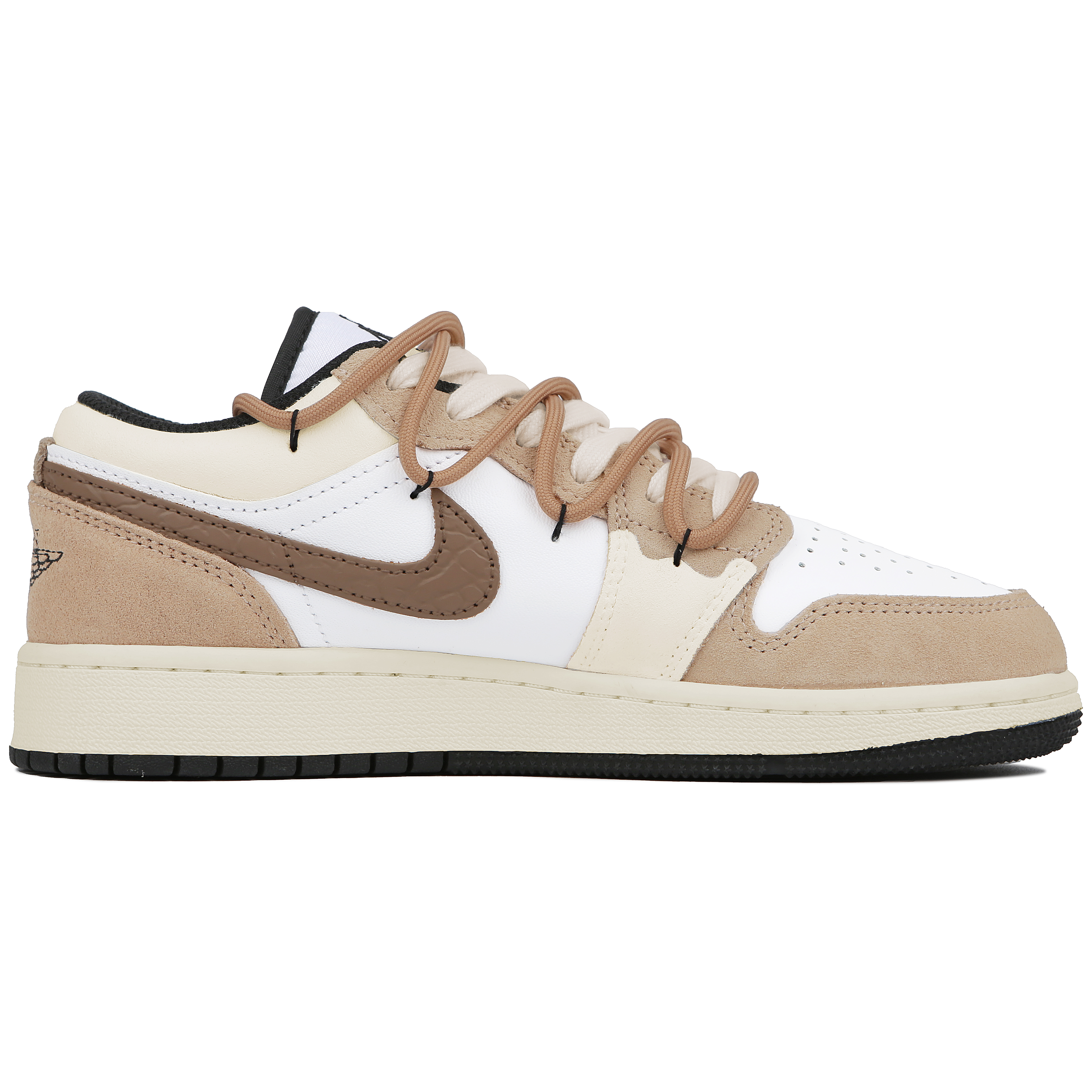 Jordan Air Jordan 1 Low Top Vintage Basketball Shoes GS White Brown