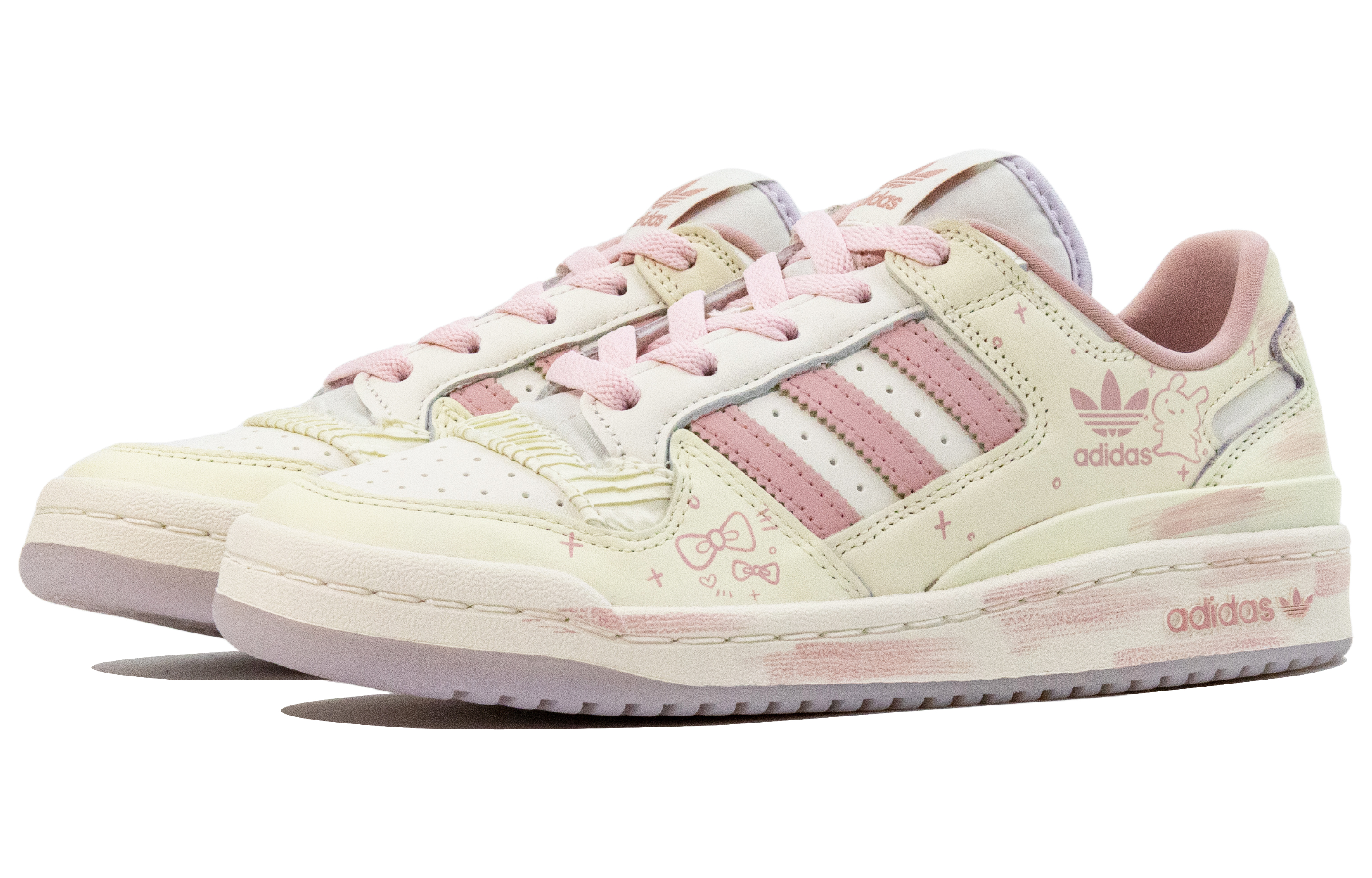 Adidas Originals FORUM Extreme Pink Heart Sweet Rabbit Cushioning Low top Skateboard Shoes Women's Beige Pink купить в интернет-магазине Yoocart с быстрой доставкой по России.