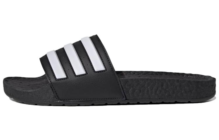 Adidas Adilette Boost Slides Black White Stripes
