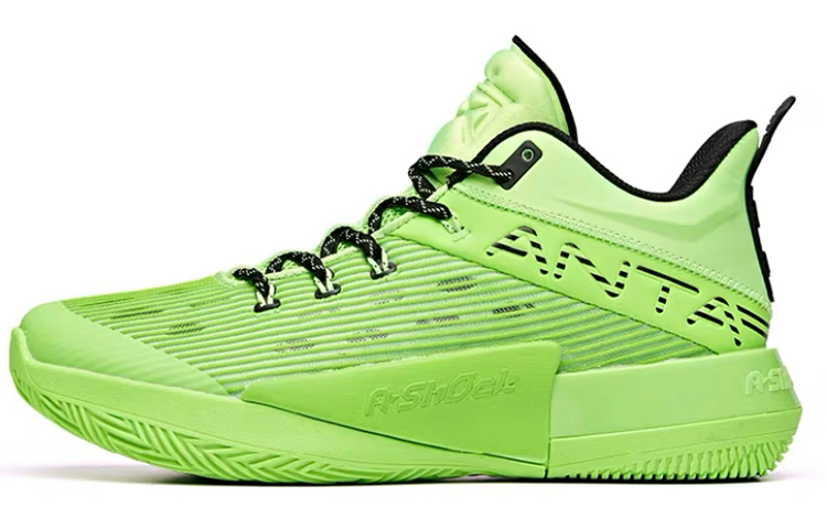 Anta Attack 2 Cushioning Anti-Slip And Wear-Resistant Mid-Top Basketball Shoes Men's Black Green