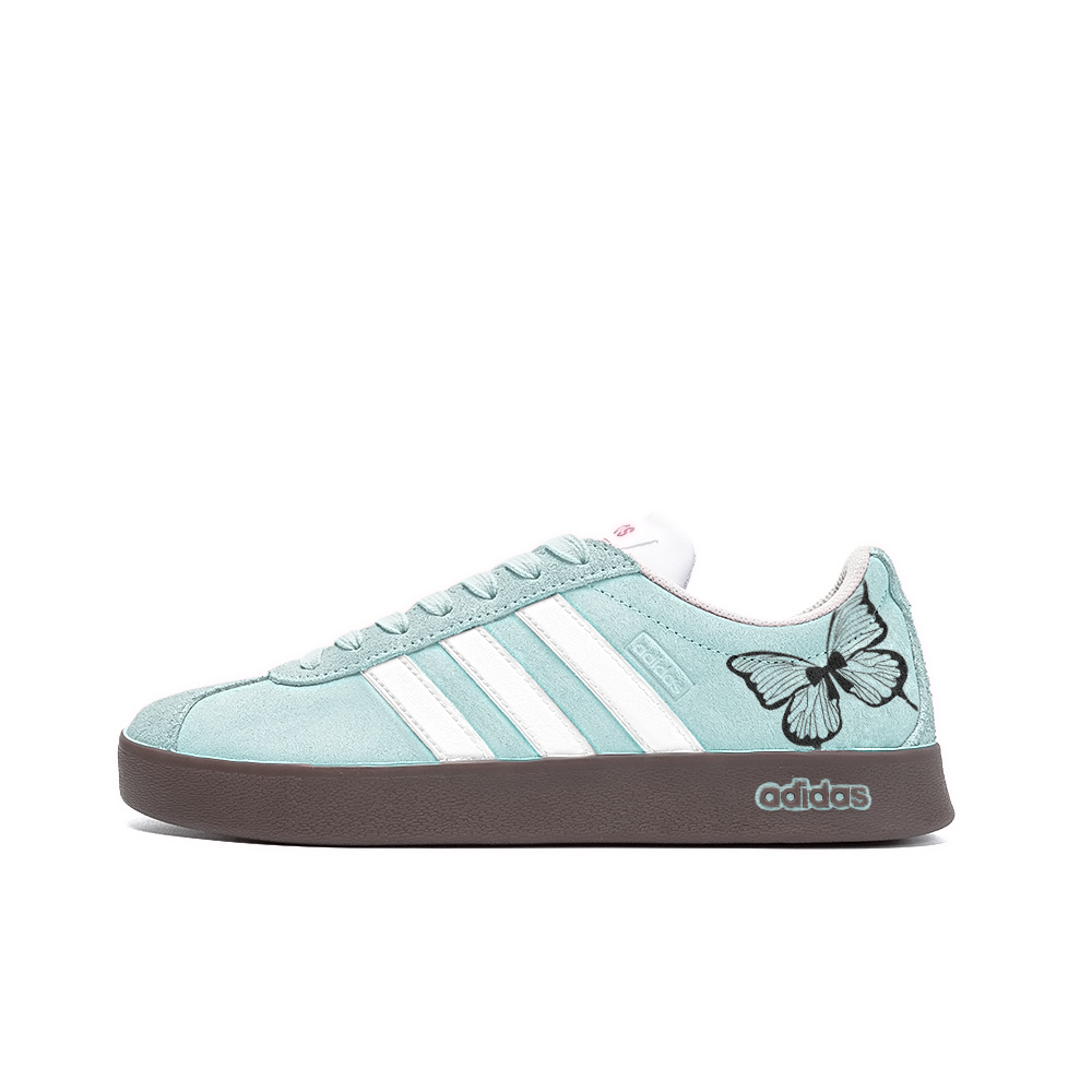 Adidas Neo Vl Court Few Years Butterfly Amber Anti Slip Wear Resistant Low Top Skateboard Shoes Unisex White Green