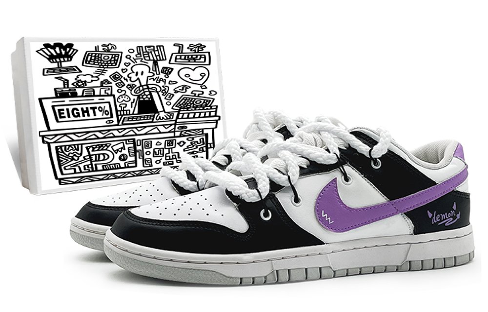Nike Dunk 'Pure Platinum' Slip-Resistant Cushioning Abrasion-Resistant Low-Top Skateboard Shoes Men's Black Purple