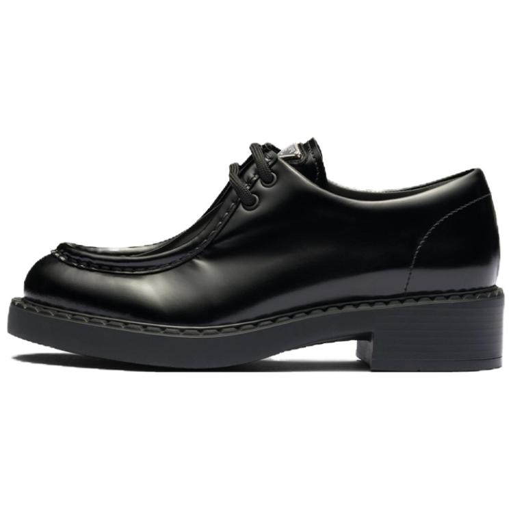PRADA Women's Brushed Leather Lace-Up 'Black'