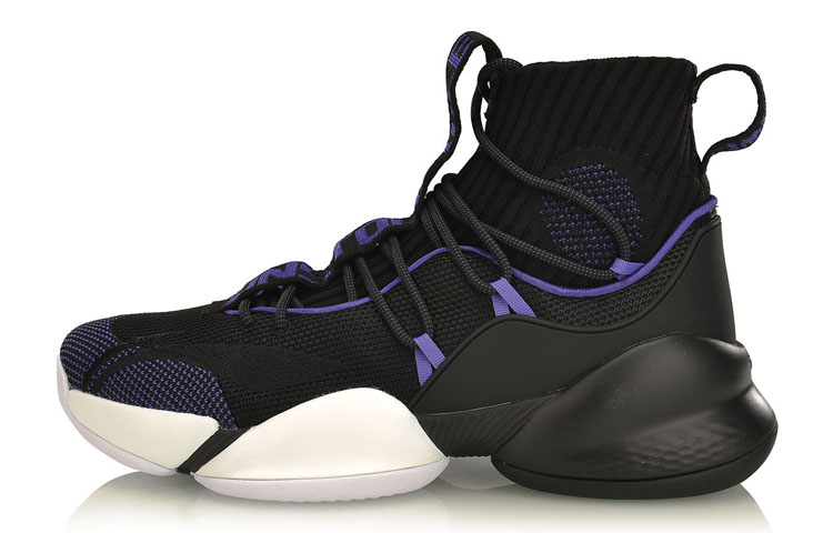 LiNing Power 5 PLAYOFF Cushioning, Slip Resistant, And Abrasion Resistant High Top Basketball Shoes Men's Black Purple