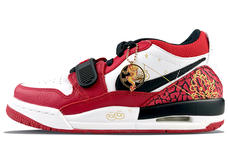 Jordan Legacy 312 Cushioned Wear-Resistant Slip-Resistant Low-Top Vintage Basketball Shoes Women's Black Red