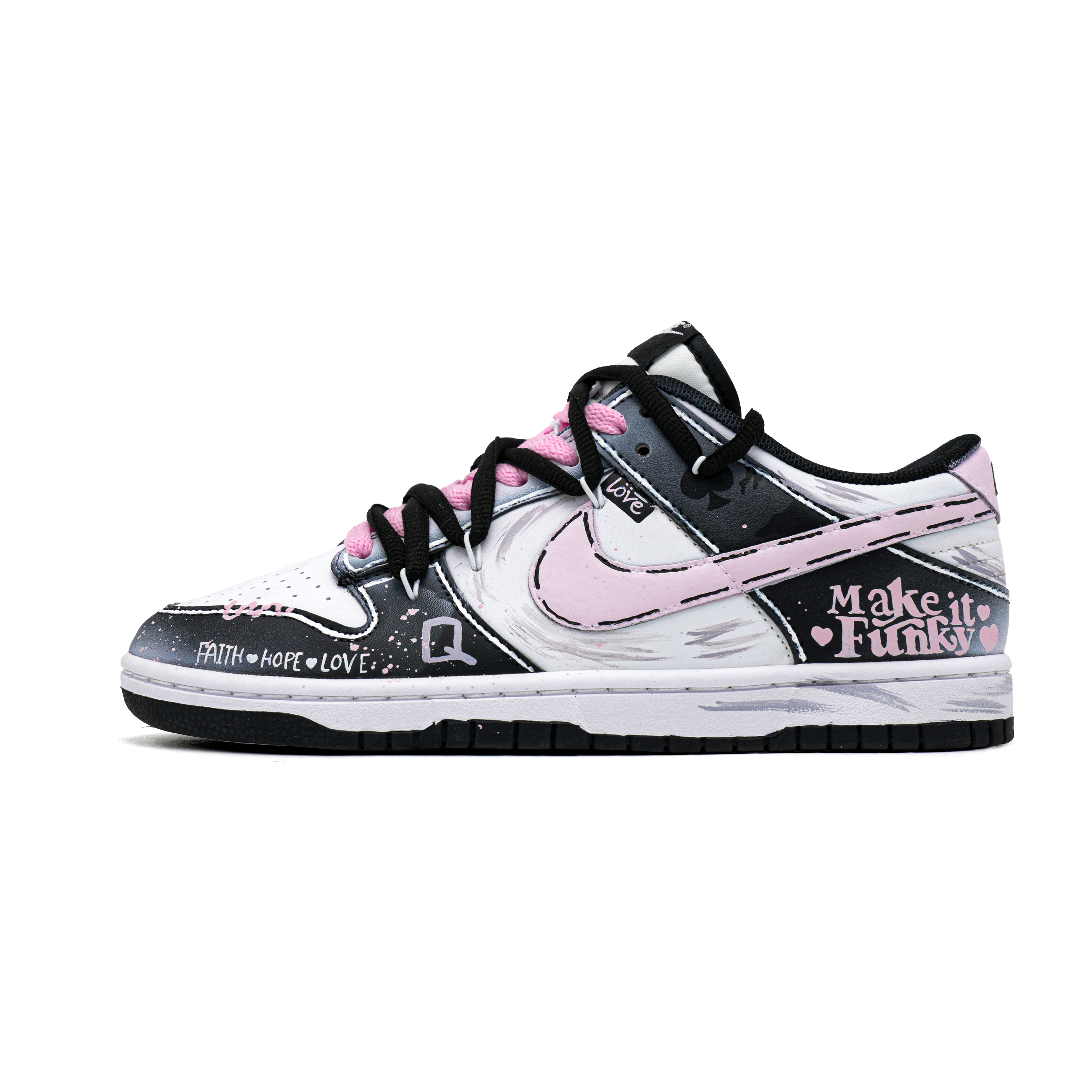Nike Dunk Spade Seal Cushioning, Wear Resistant Low top Skateboard Shoes Unisex Black Pink