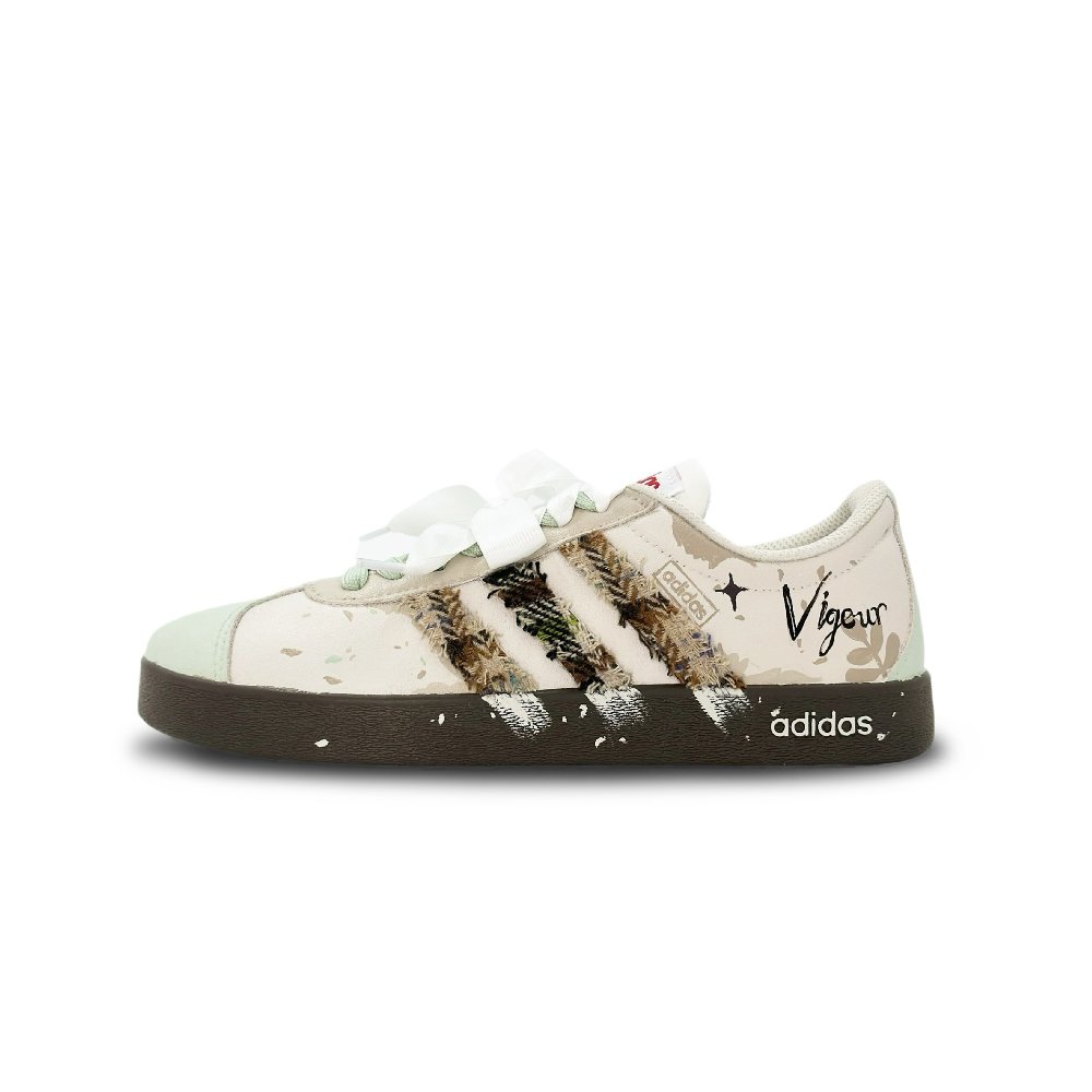 Adidas Neo VL Court Lifestyle Amber Password Wear resistant And Lightweight Low Top Skateboard Shoes Unisex White Brown