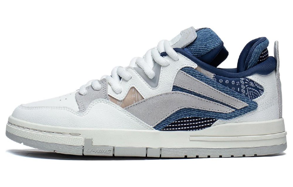 LiNing Wei Wu PRO Anti Slip Wear Resistant Low Top Skateboard Shoes Men's White Gray Blue Story Version