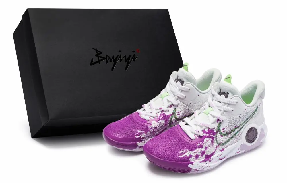 Nike KD Trey 5 IX Breathable, Moisture Wicking, And Waterproof Mid Top Vintage Basketball Shoes Unisex White Purple