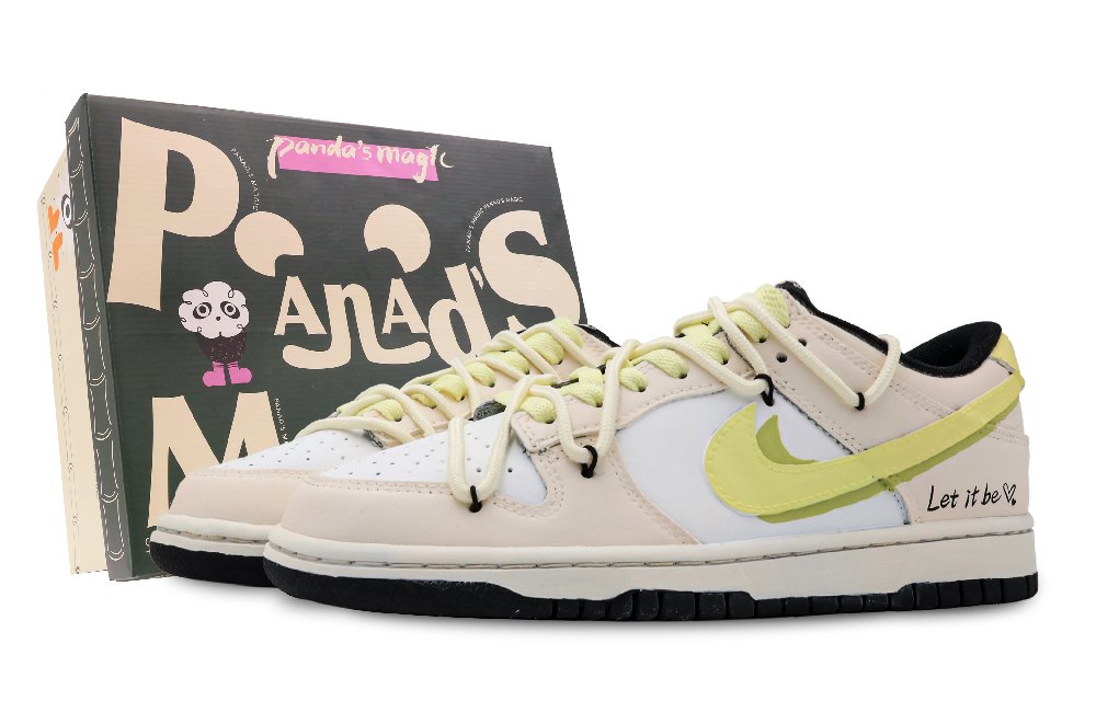 Nike Dunk Low Anti-Slip Wear-Resistant Low-Top Skateboard Shoes Men's Yellow White
