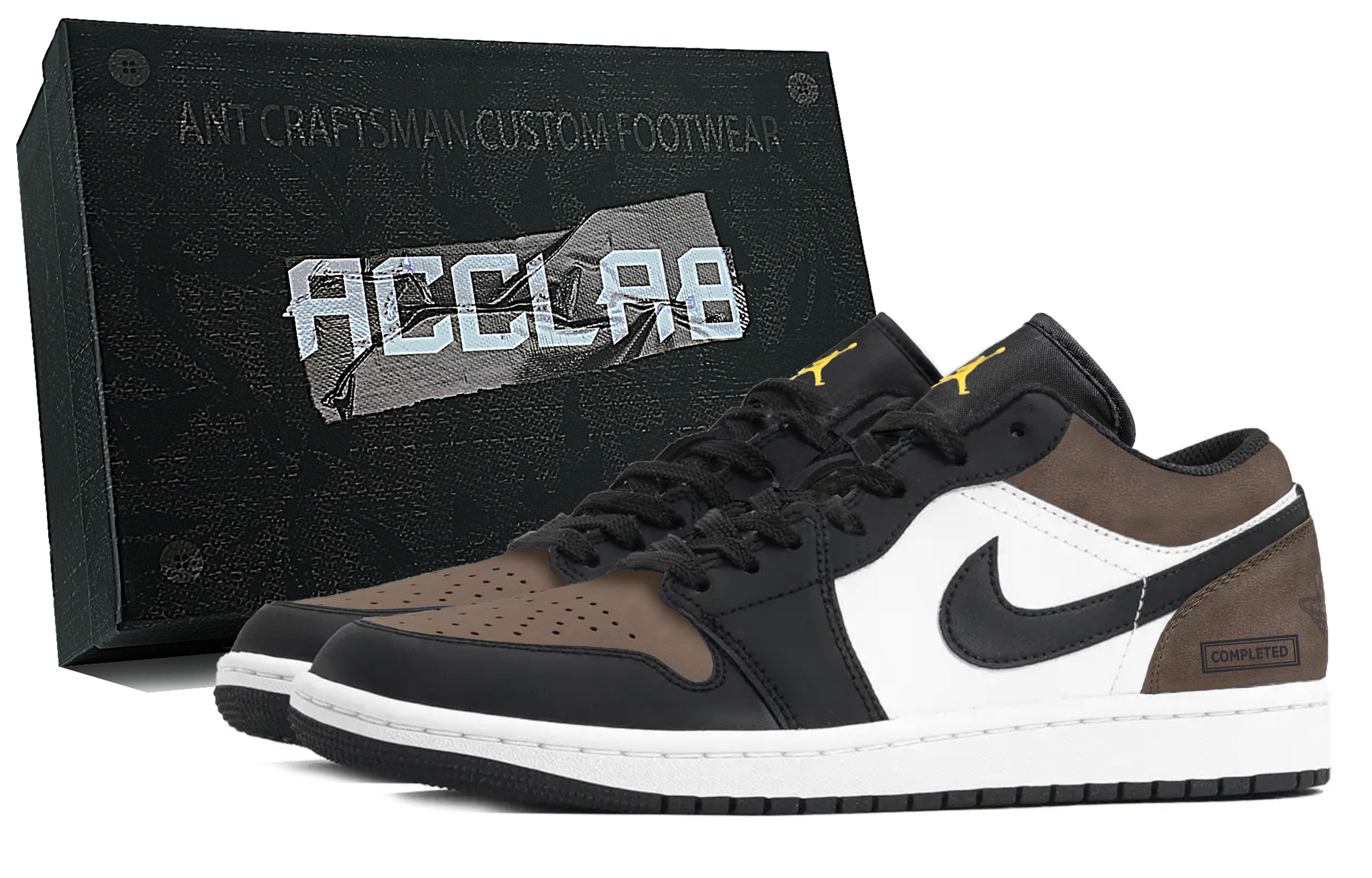 Jordan Air Jordan 1 Abrasion Resistant Low top Vintage Basketball Shoes Unisex Black Brown