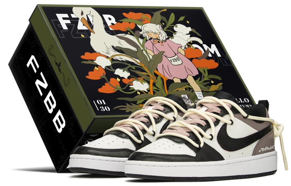Nike Court Borough Series Low Top Skateboard Shoes Beige Brown GS
