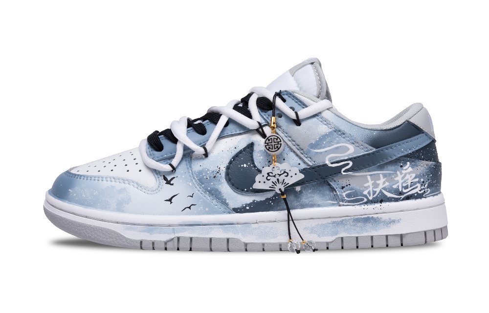 Nike Dunk Rising Cloud Sea Anti Slip Wear Resistant Low Top Skateboard Shoes Unisex Blue White
