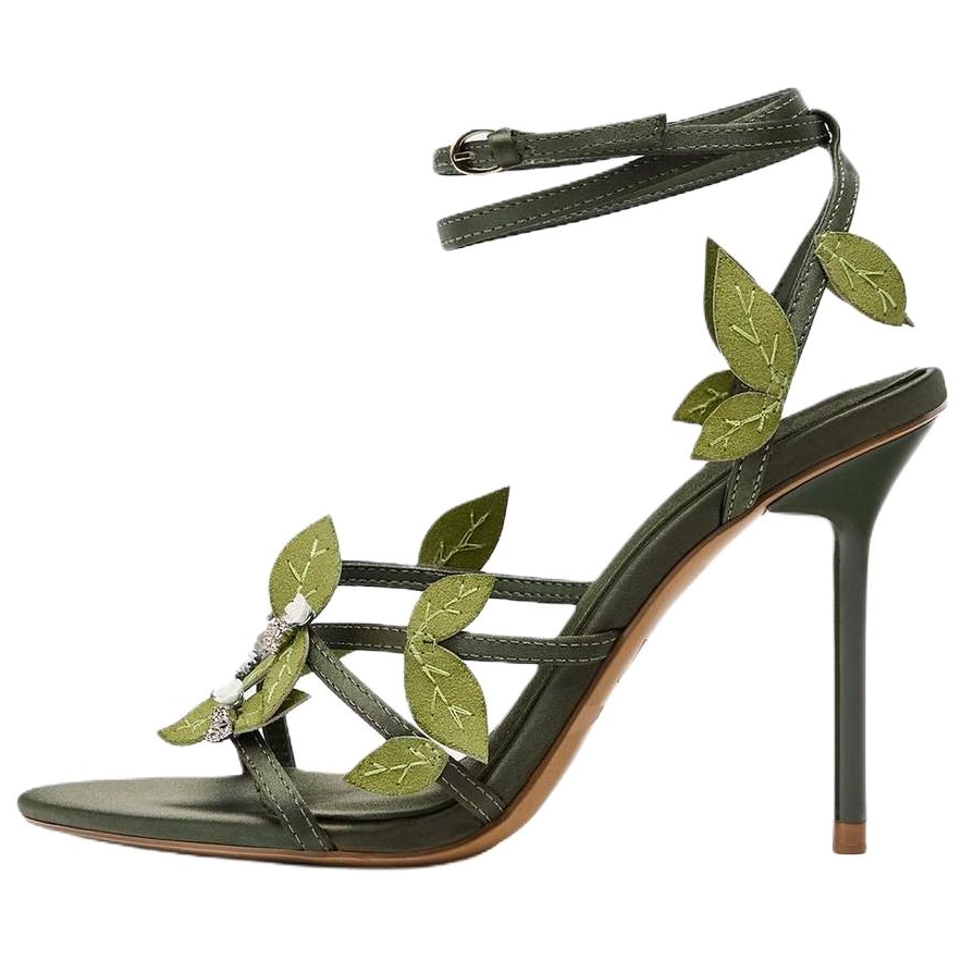 ZARA One Strap Sandals 11cm Women's Green