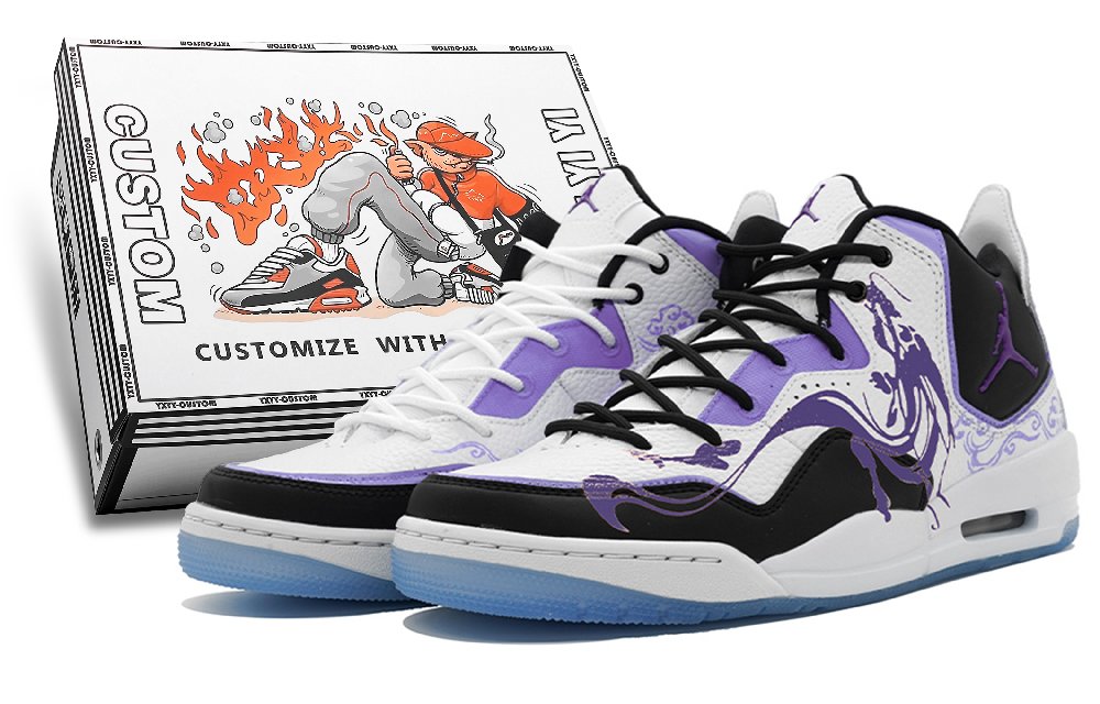 Jordan Courtside 23 Concord Mid-Top Vintage Basketball Shoes Men's White Black Purple