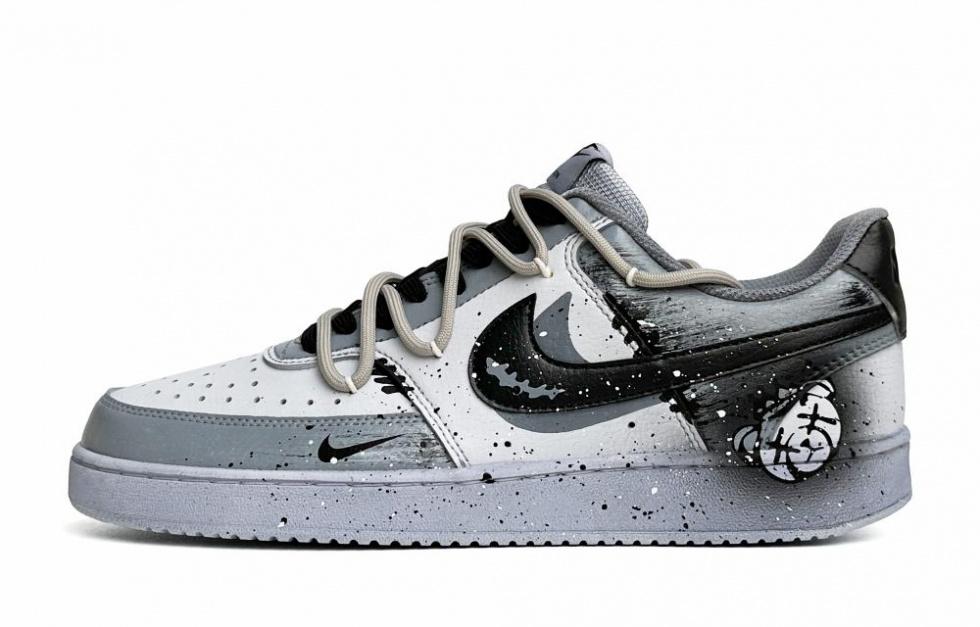 Nike Court Vision 1 Low Low-Top Skateboard Shoes Men's Black Gray