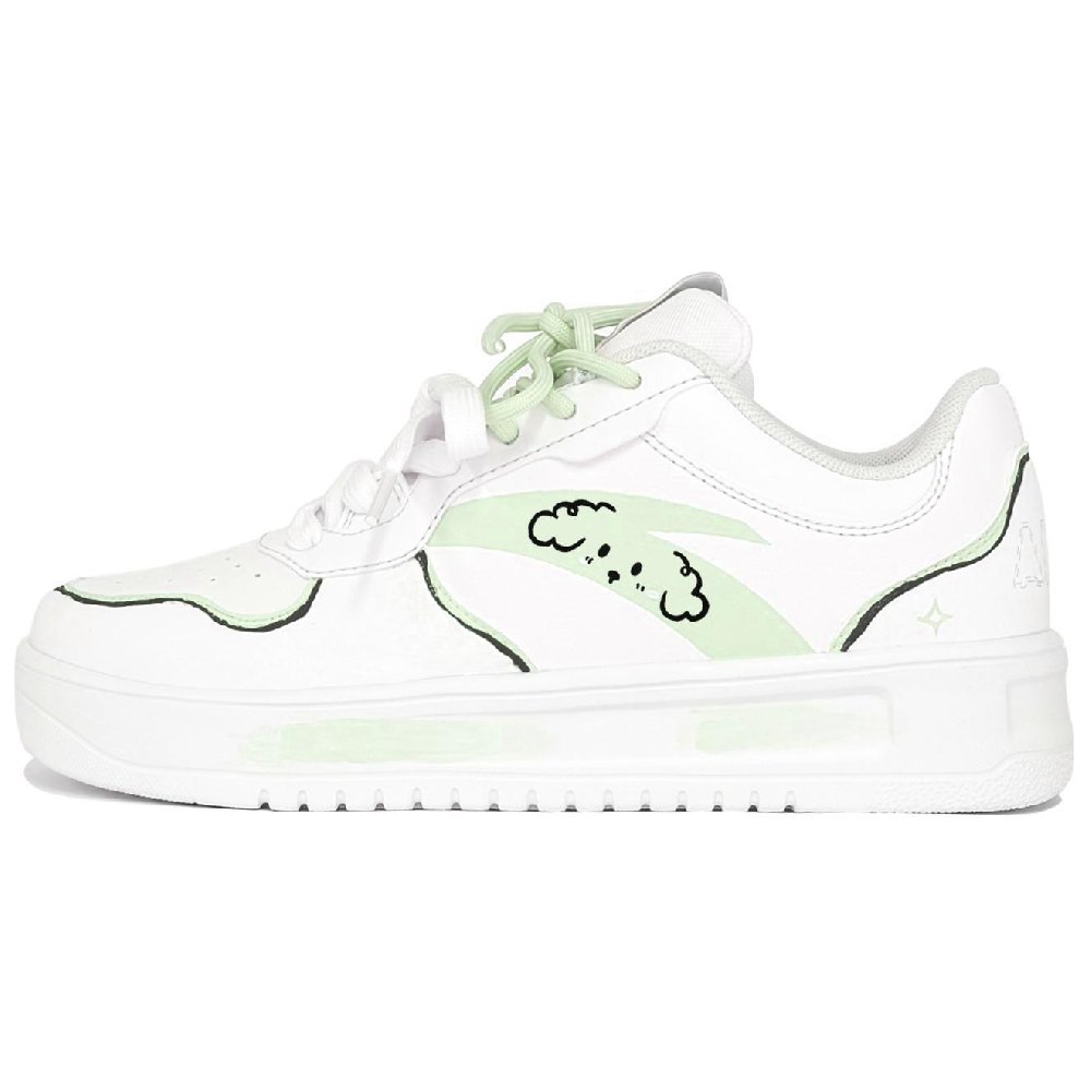 Anta Life Collection Anti-Slip Wear-Resistant Low-Top Skateboard Shoes Women's White Green