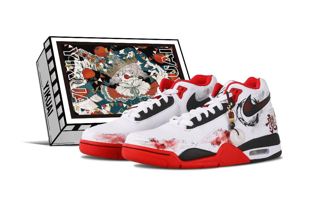 Nike Flight Legacy High Top Vintage Basketball Shoes Unisex Red White Black