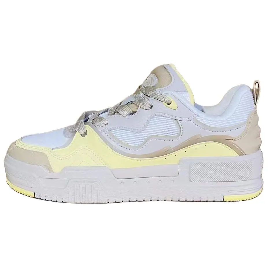 Anta Cushioning, Wear Resistant Low top Skateboard Shoes Women's White Yellow