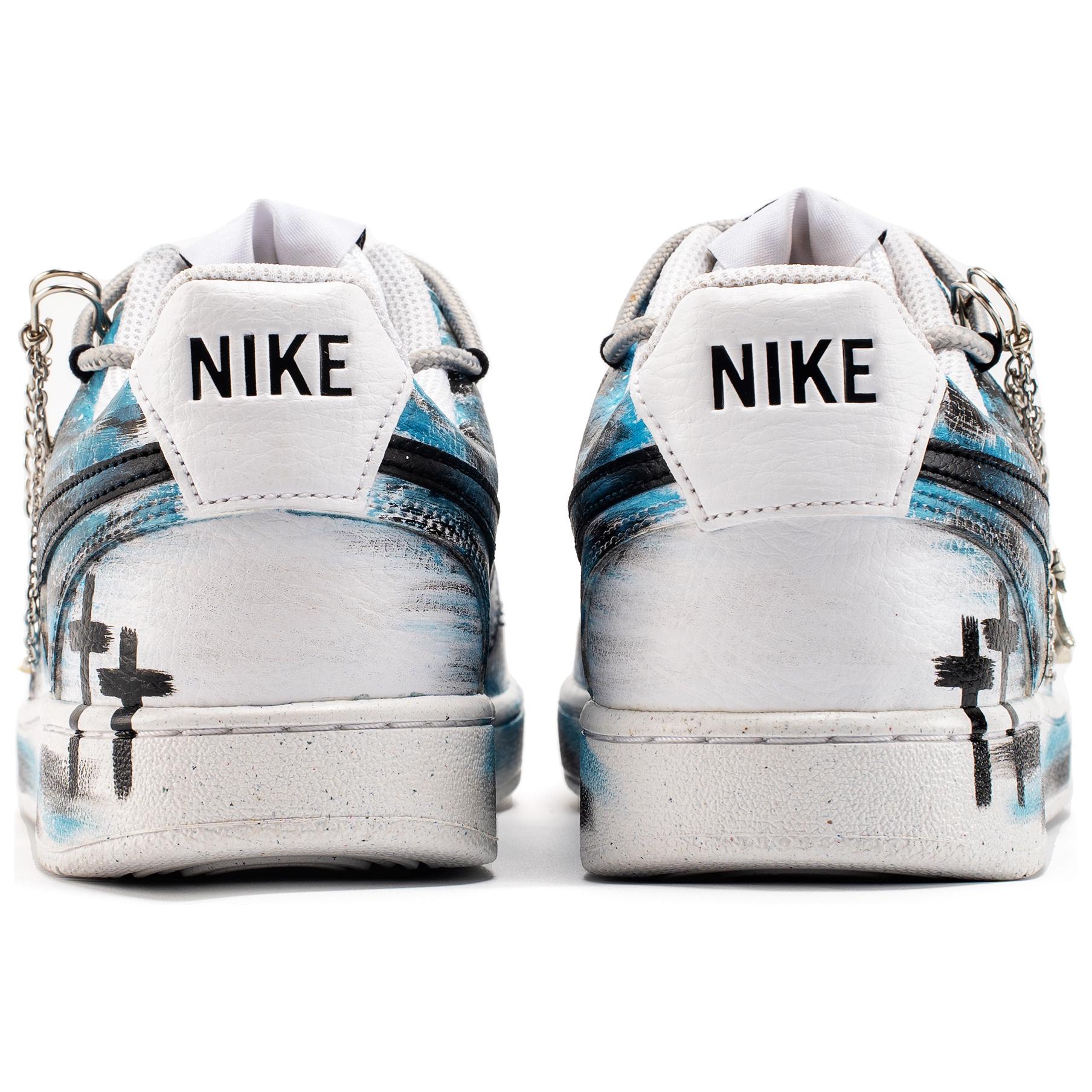 Nike Court Vision 1 Anti-Slip Wear-Resistant Low-Top Skateboard Shoes Men's Blue White Black купить в интернет-магазине Yoocart с быстрой доставкой по России.