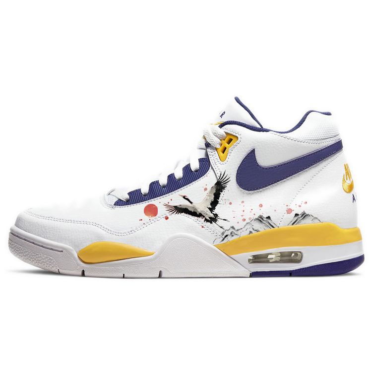 Nike Flight Legacy Vintage Basketball Shoes Men Mid-Top Yellow White