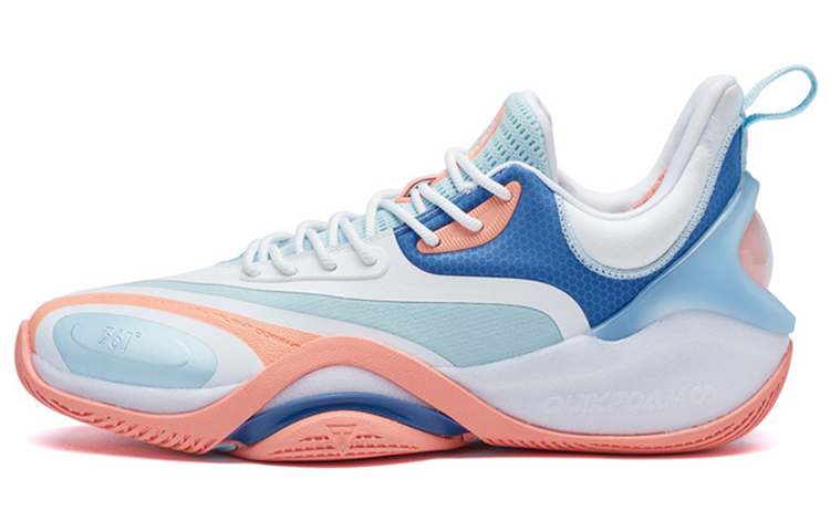 361° Cushioning Anti-Slip And Wear-Resistant Coverage Support Low-Top Basketball Shoes Men's White Blue